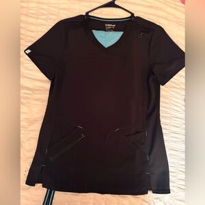 Women's Scrubs Black Top and Blue Bottoms